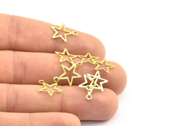 500 Raw Brass Star Charms (14x12mm) Brs 299 A0298