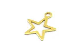 500 Raw Brass Star Charms (14x12mm) Brs 299 A0298