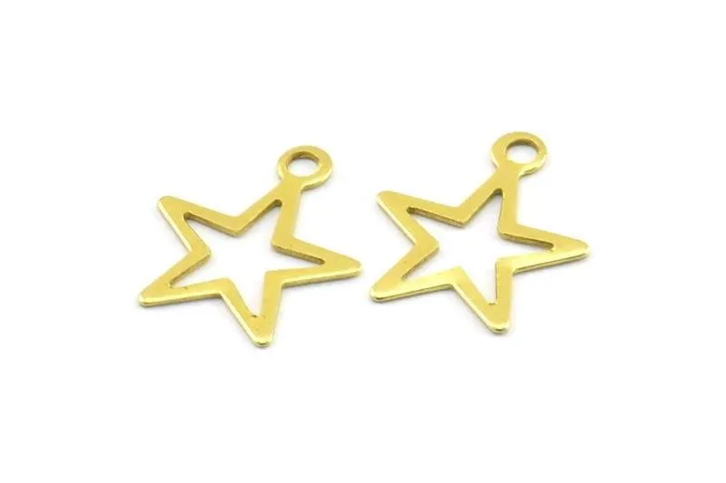 500 Raw Brass Star Charms (14x12mm) Brs 299 A0298