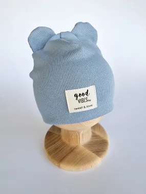 Bear beanie light blue