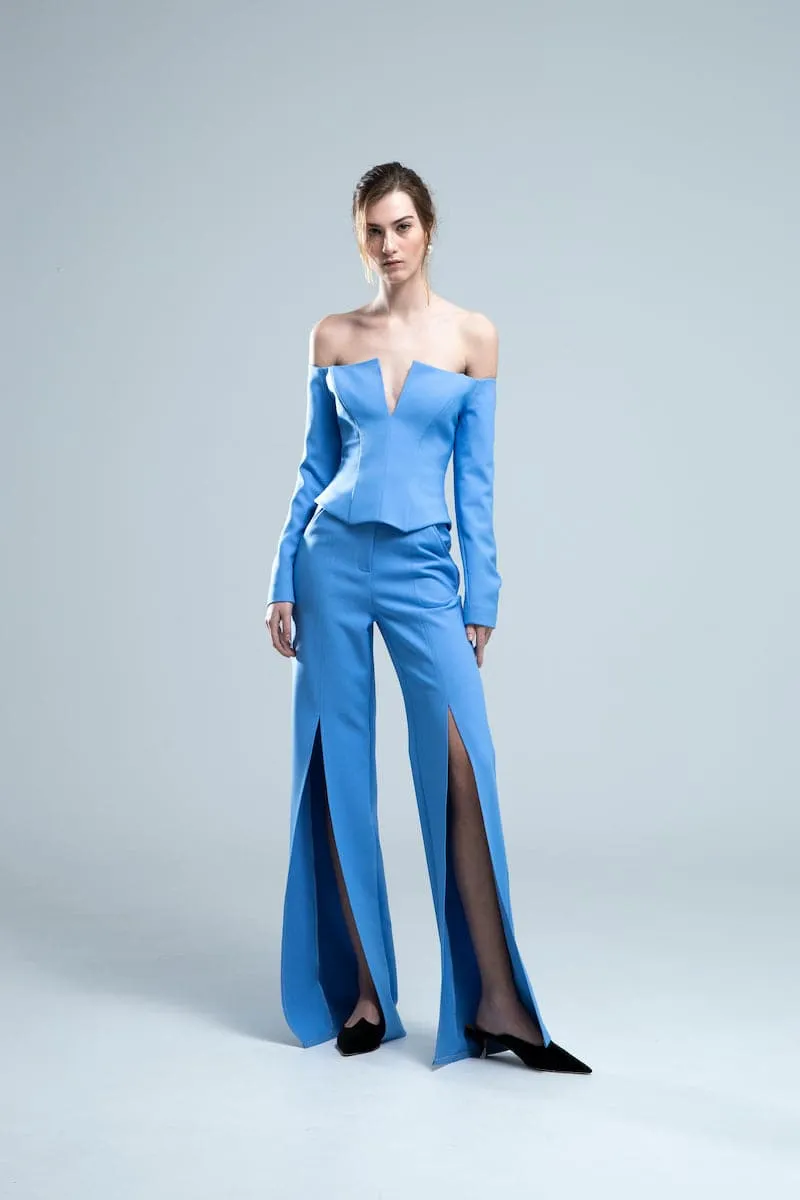 BIANCA HIGH-RISE FLARED PANTS WITH SLIT