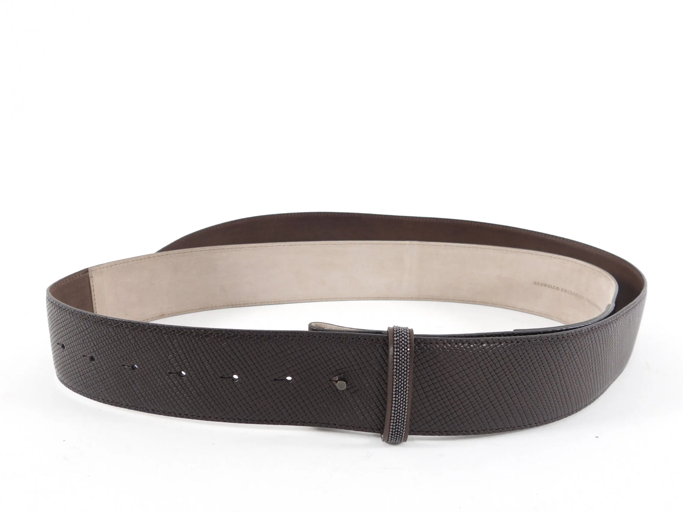 Brunello Cucinelli Wide Brown Belt with Extra Long End - S / M