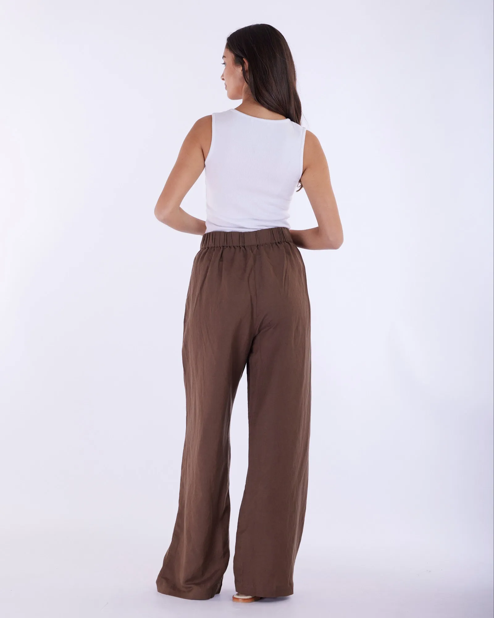 Cancun Linen Pant - Chocolate