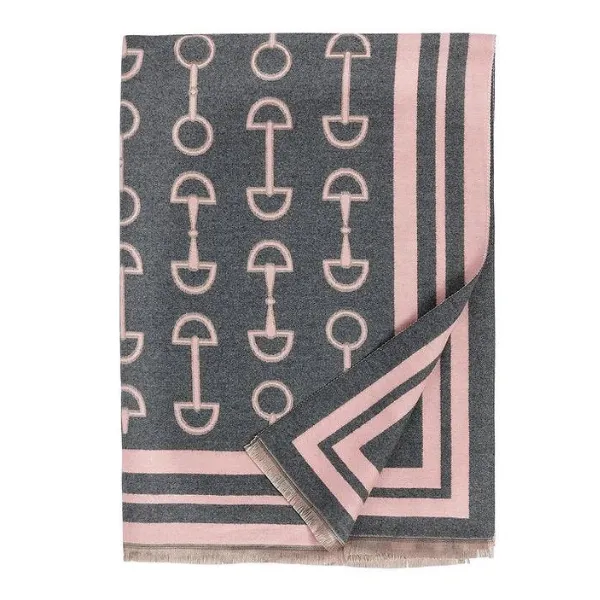 Equestrian Bit Wrap in Grey/Pink - 75 x 26.5