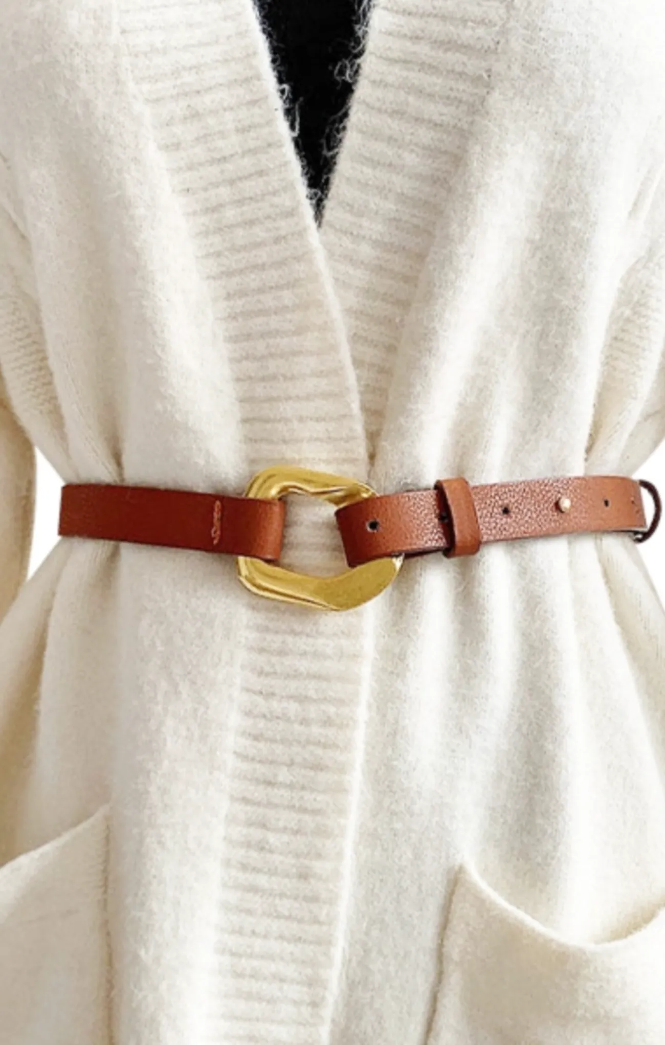 Gold Buckle Cinched Belt