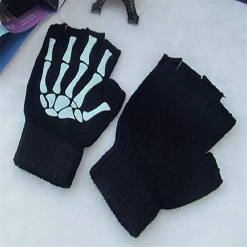 Half Finger Biking Gloves Men Women Anti-skip Fishing Hiking Cycling Skull Gloves Black Sports Gloves Bike Bicycle Glove