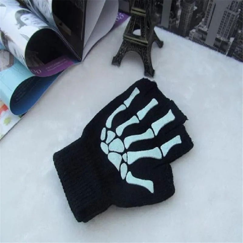 Half Finger Biking Gloves Men Women Anti-skip Fishing Hiking Cycling Skull Gloves Black Sports Gloves Bike Bicycle Glove