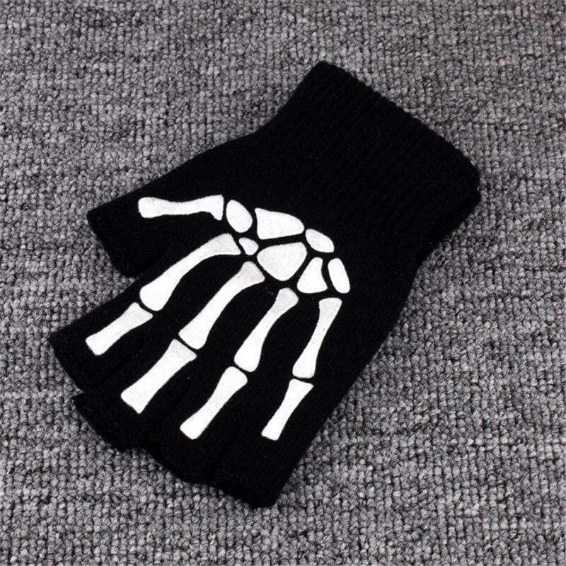 Half Finger Biking Gloves Men Women Anti-skip Fishing Hiking Cycling Skull Gloves Black Sports Gloves Bike Bicycle Glove