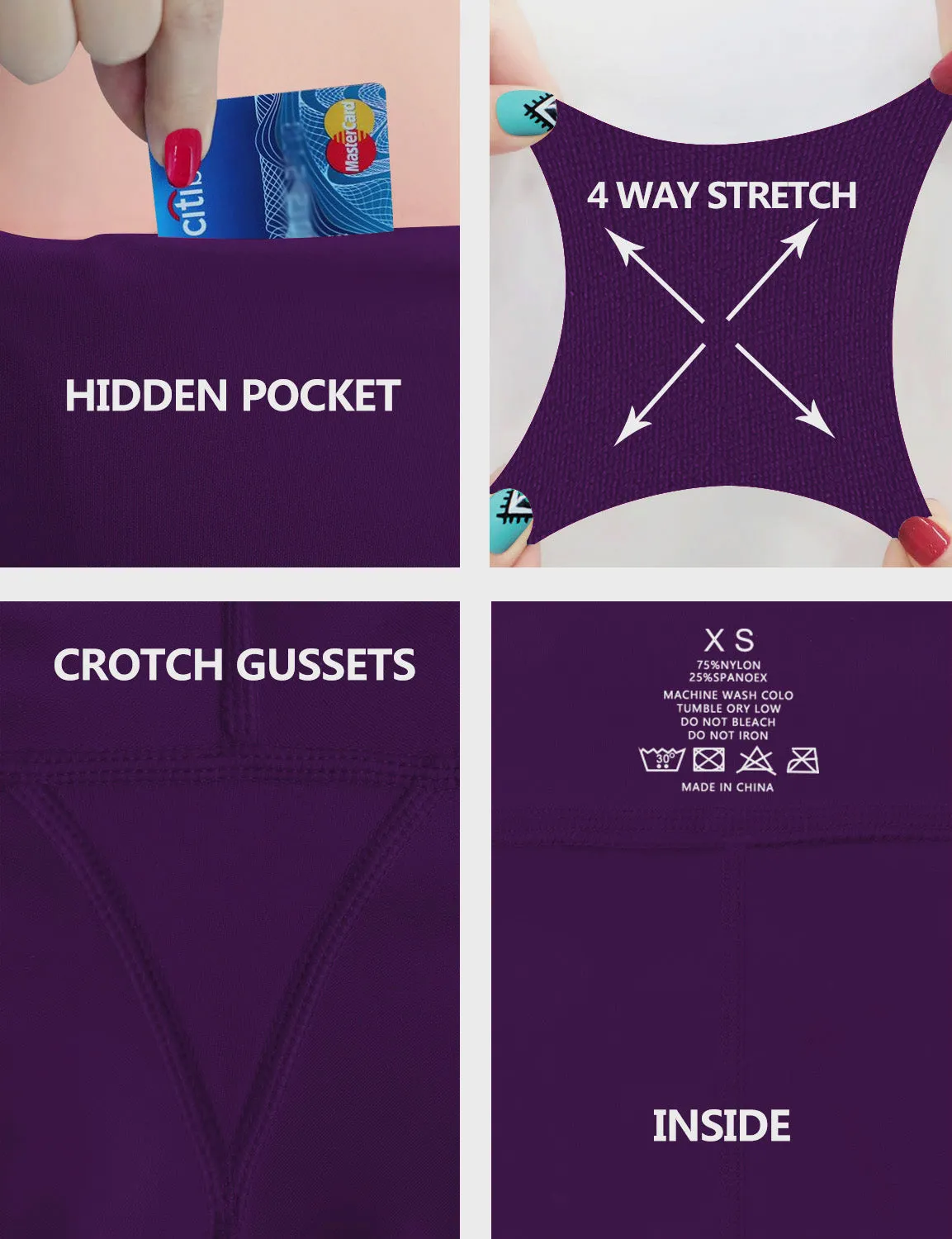 High Waist Side Pockets Yoga Pants eggplantpurple