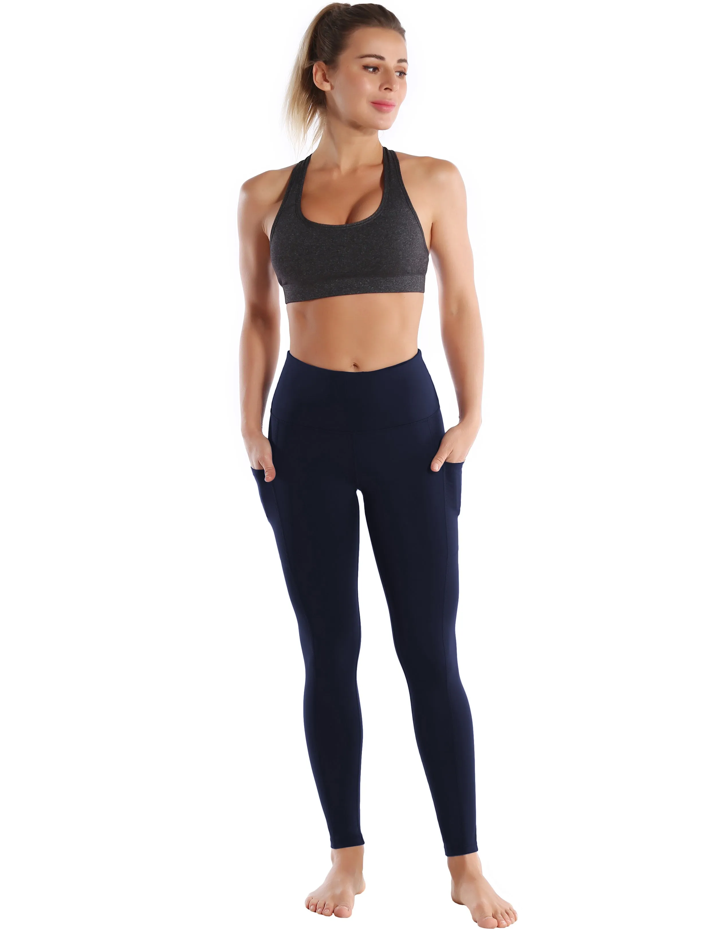 Hip Line Side Pockets yogastudio Pants darknavy_yogastudio