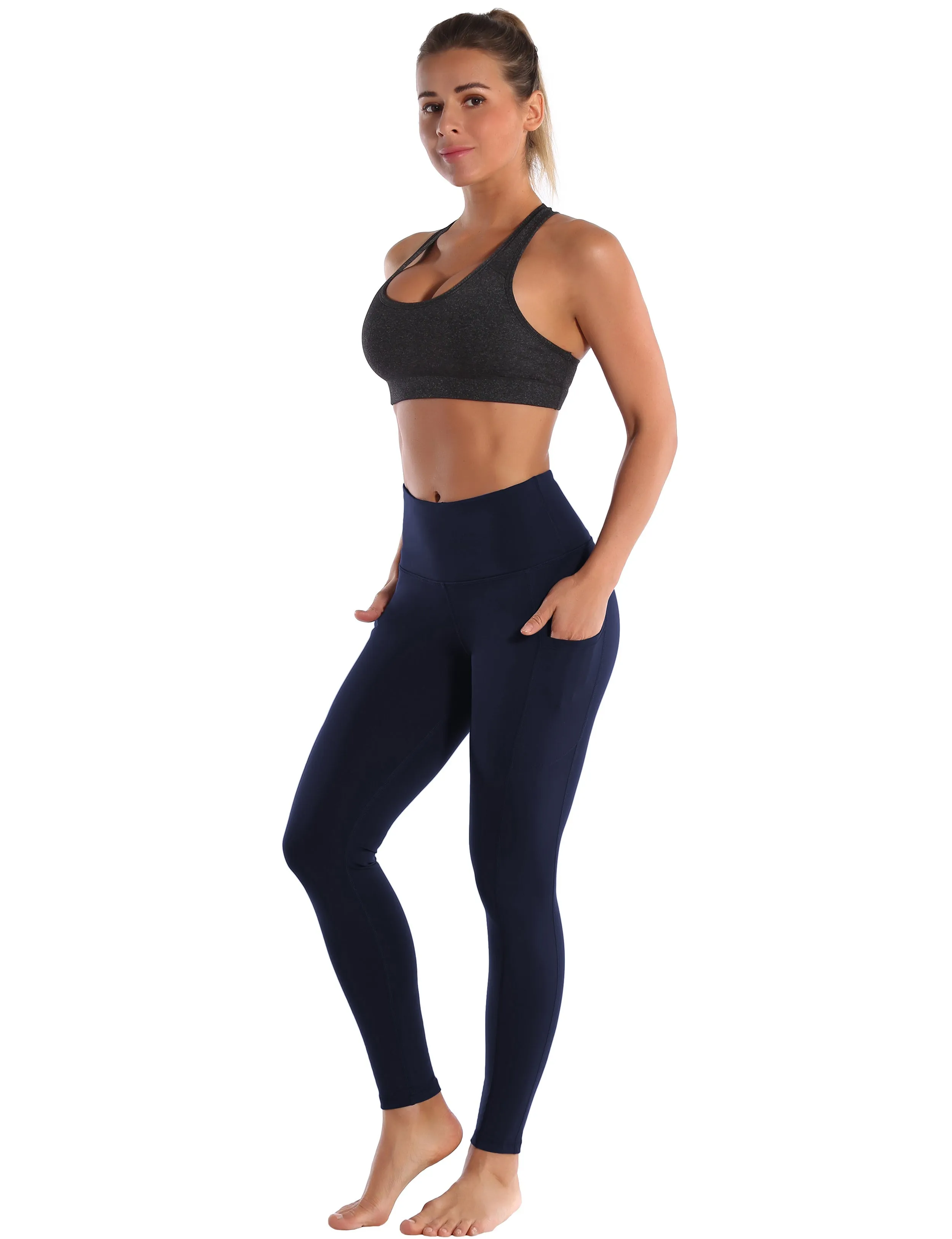 Hip Line Side Pockets yogastudio Pants darknavy_yogastudio