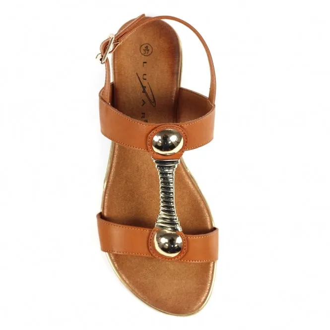 Ladies Lunar RENOIR T-Bar  Sandal Tan Tempo Soft sale