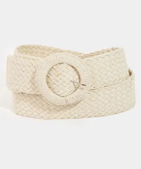 Monotone Buckle Braided Belt - Ivory