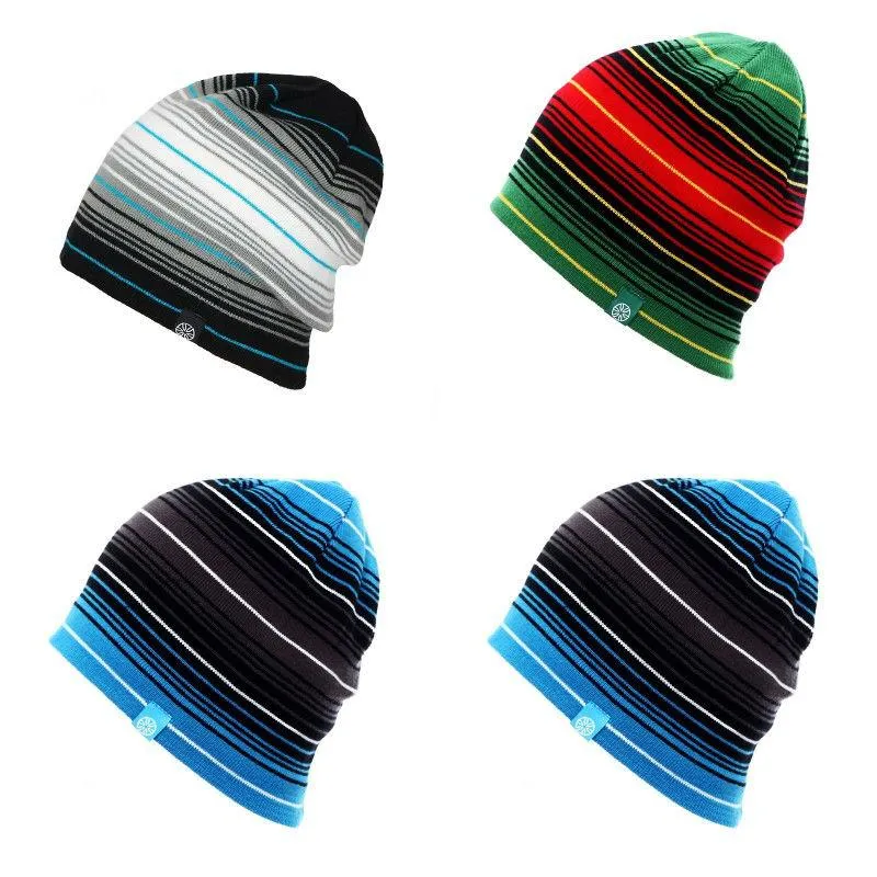 Multicolored Striped Knit Hat, Skull Cap or Beanie