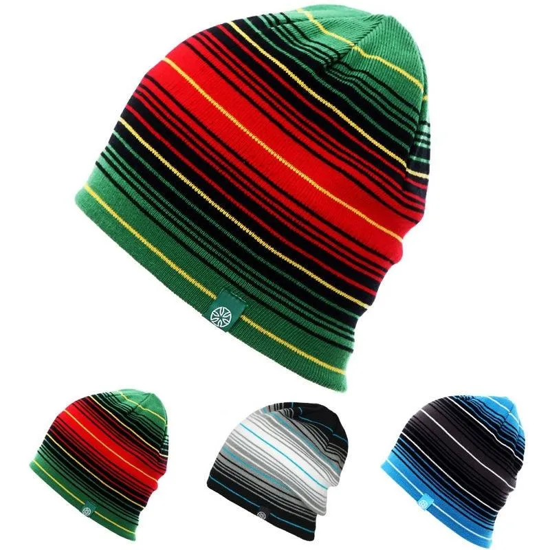 Multicolored Striped Knit Hat, Skull Cap or Beanie