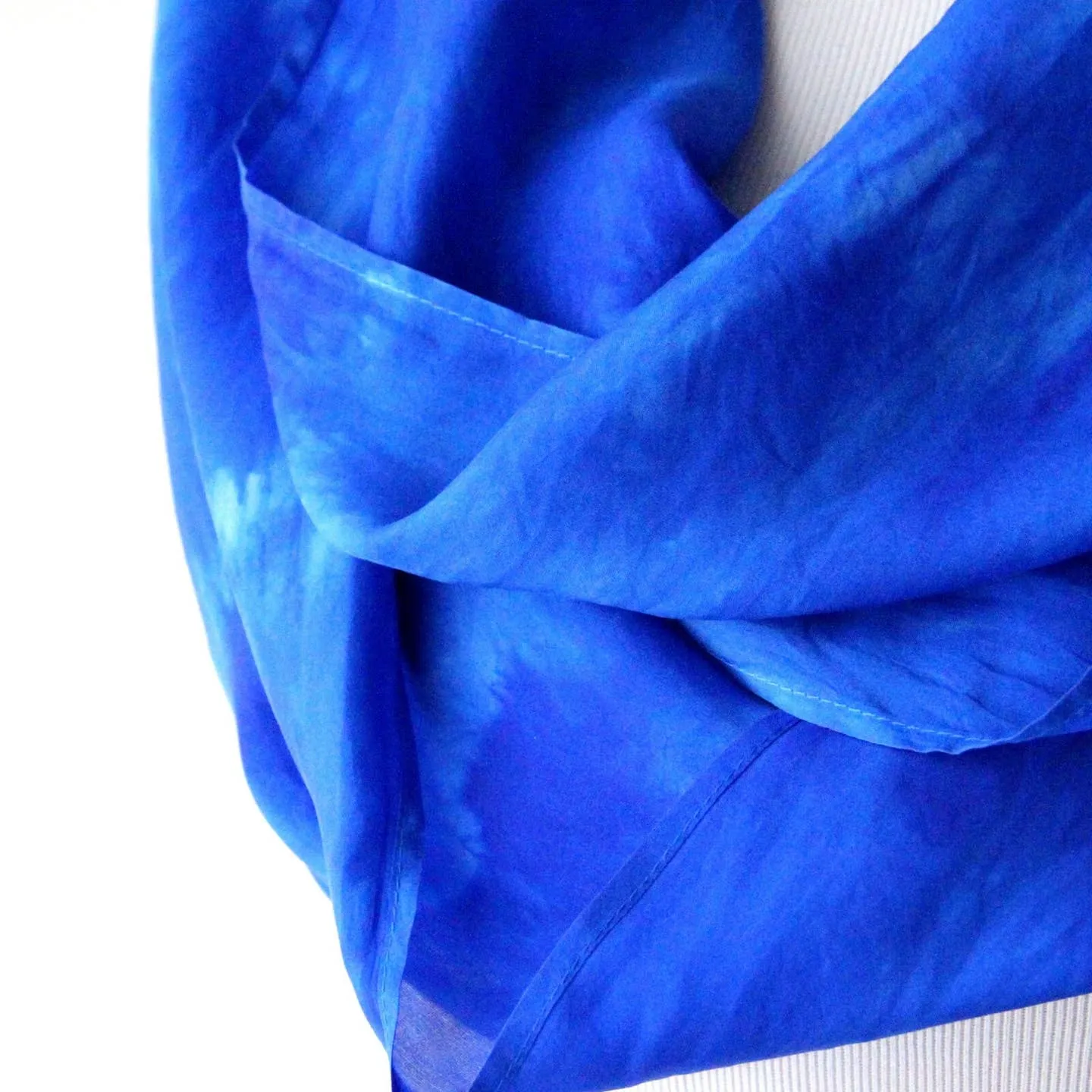 NEW! Hand Dyed Silk infinity Scarf in Cobalt Blue by Ten Thousand Dandelions