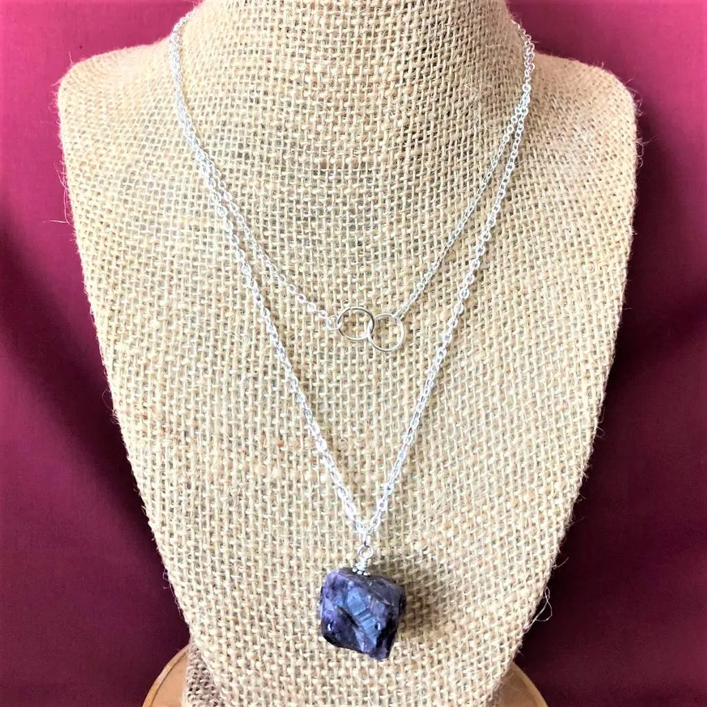 Raw Amethyst Stone Layered Necklace