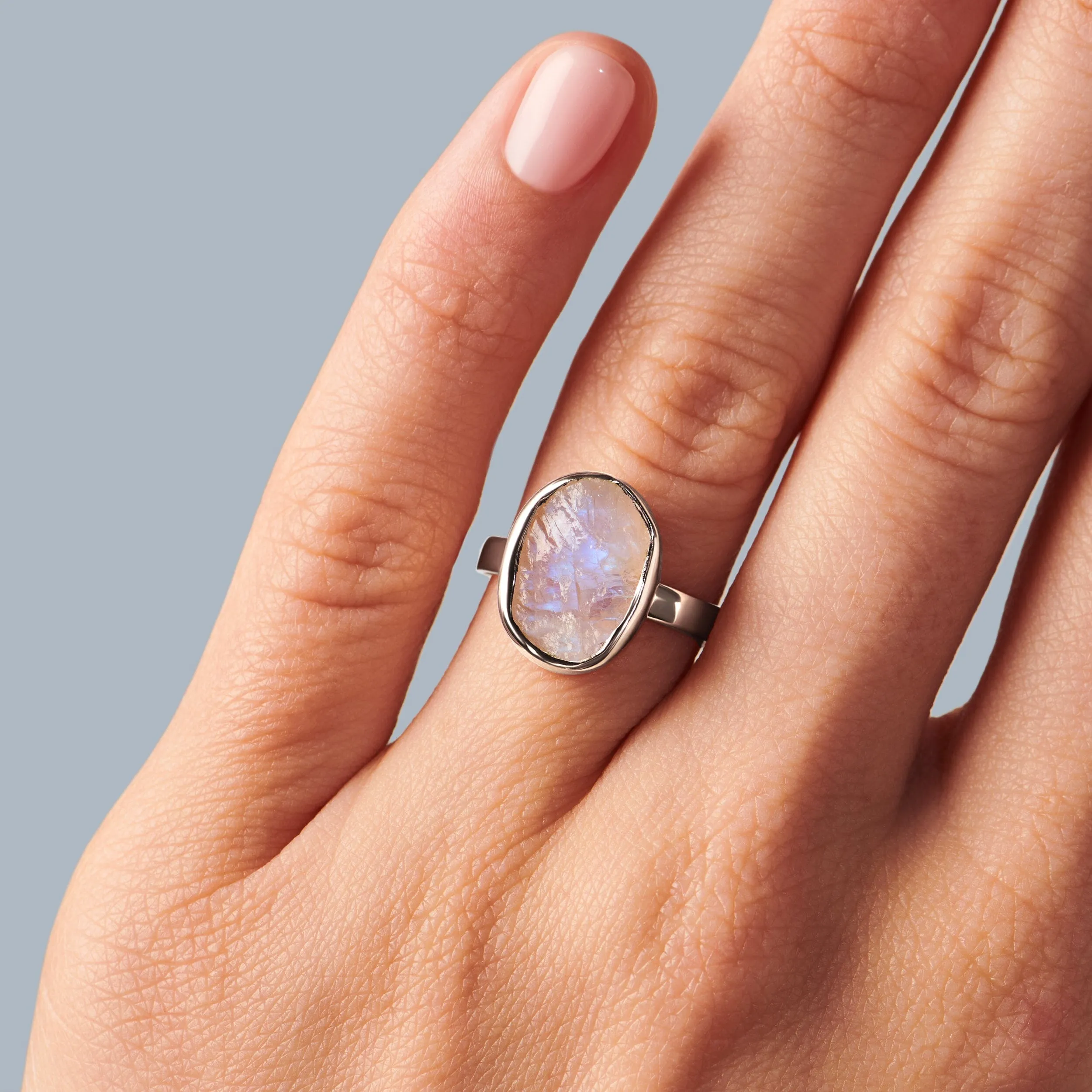 Raw Crystal Ring - Enfolded Moonstone