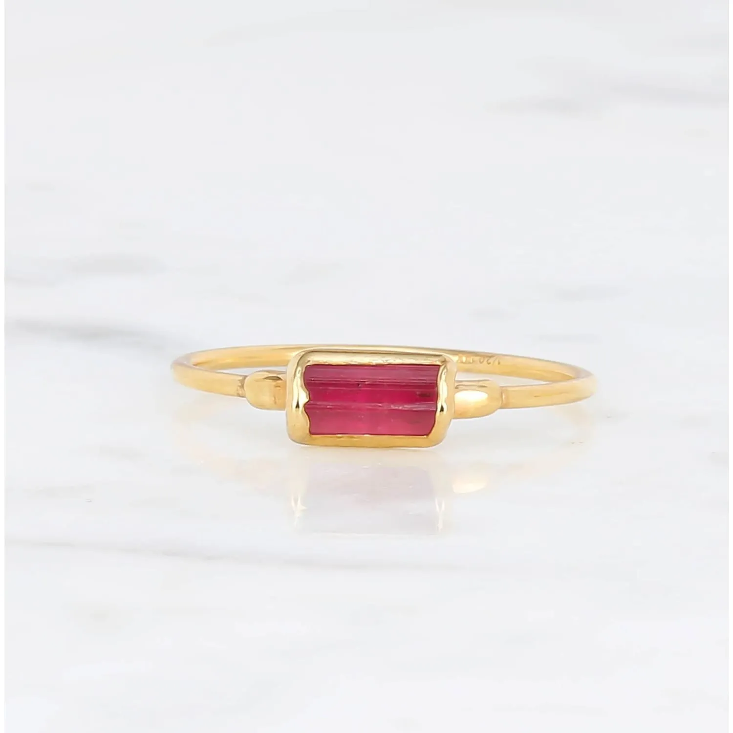 Raw Pink Tourmaline Baguette Band