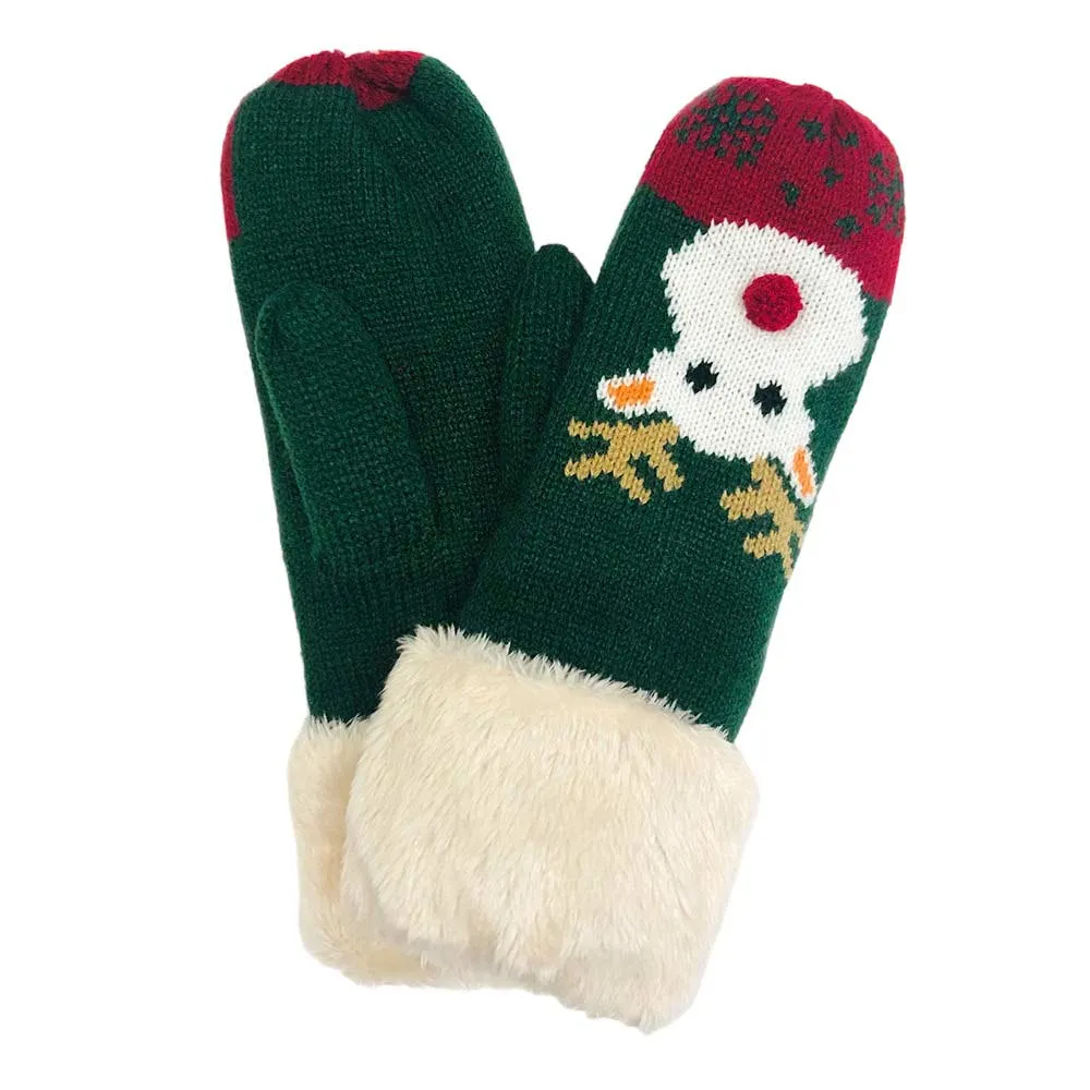 Rudolph Faux Fur Cuff Mitten Gloves