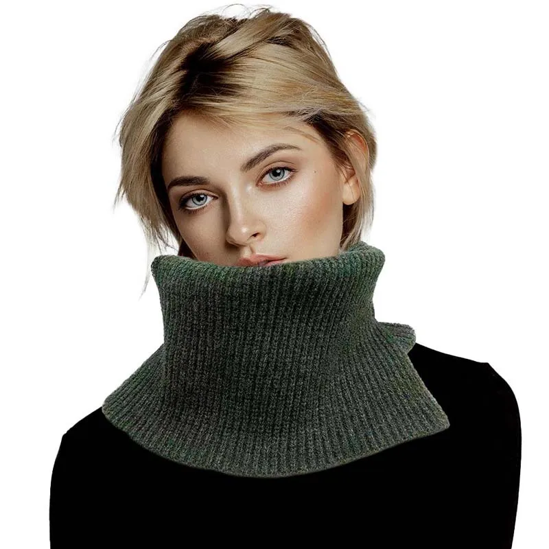 Solid Ribbed Knit Snood Scarf