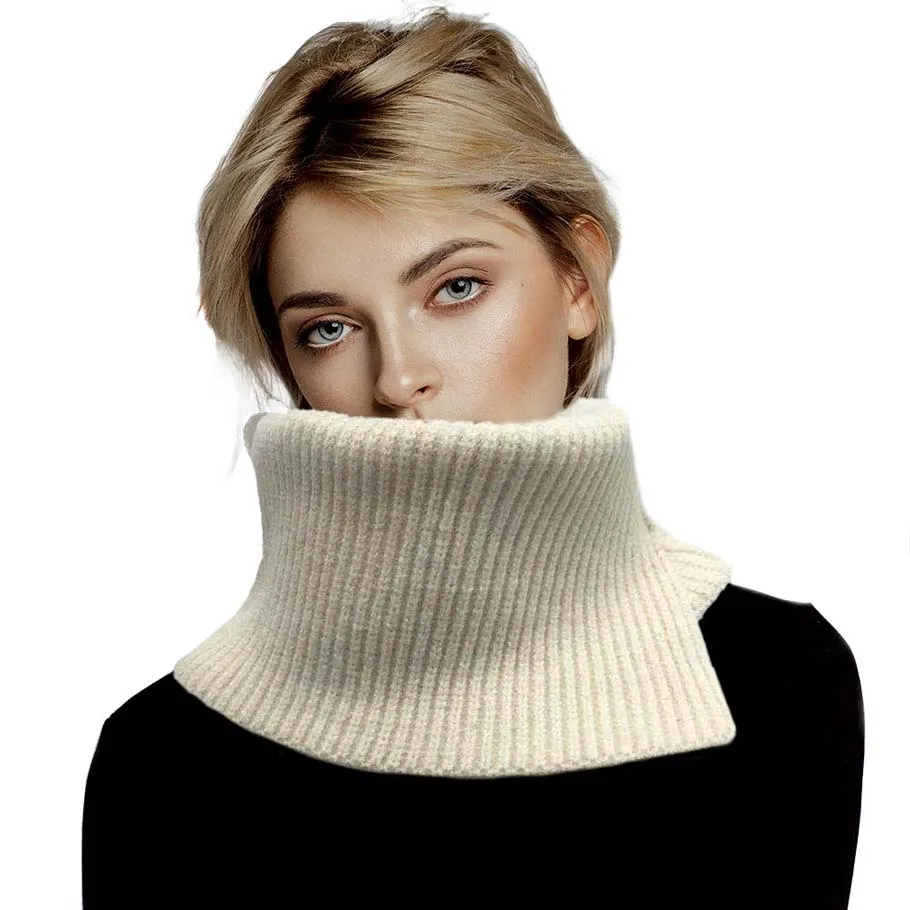 Solid Ribbed Knit Snood Scarf