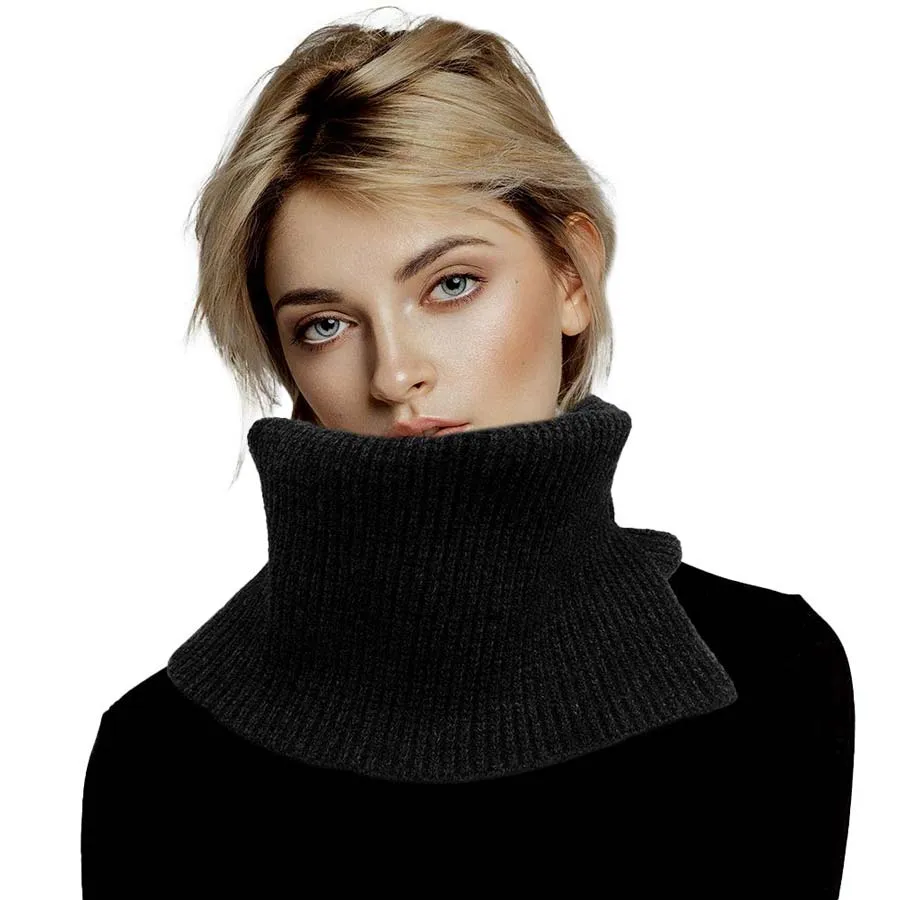 Solid Ribbed Knit Snood Scarf