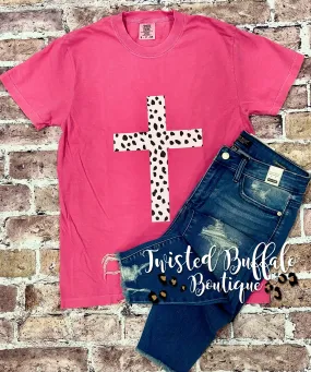 {SPOTTED CROSS} Crunchberry Pink Crew Neck Tee