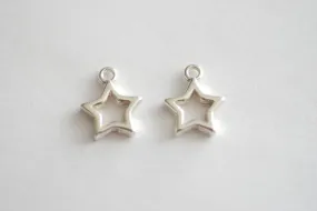 Sterling Silver Star Charm, 925 Silver Open Star Charm, Gold Open Star, Star Connector Link, Shooting Star, Silver Star Charm, Star Pendant