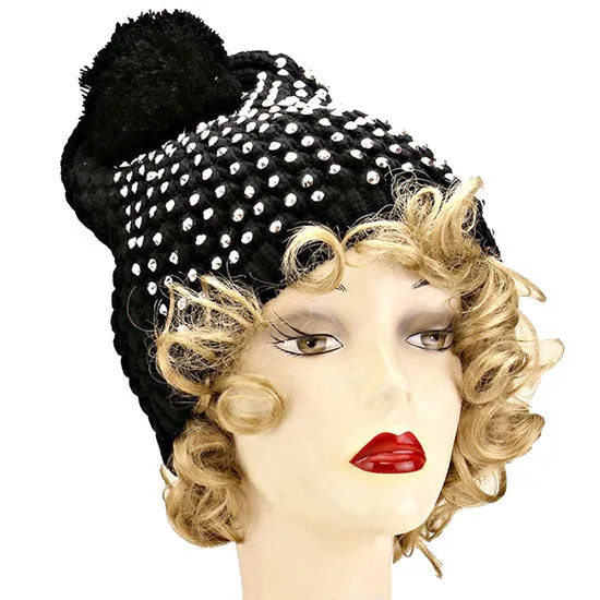 Studded Pom Beanie Hats