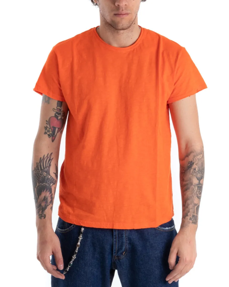 T-shirt Uomo Basic Tinta Unita Arancione Girocollo Manica Corta GIOSAL-TS2947A