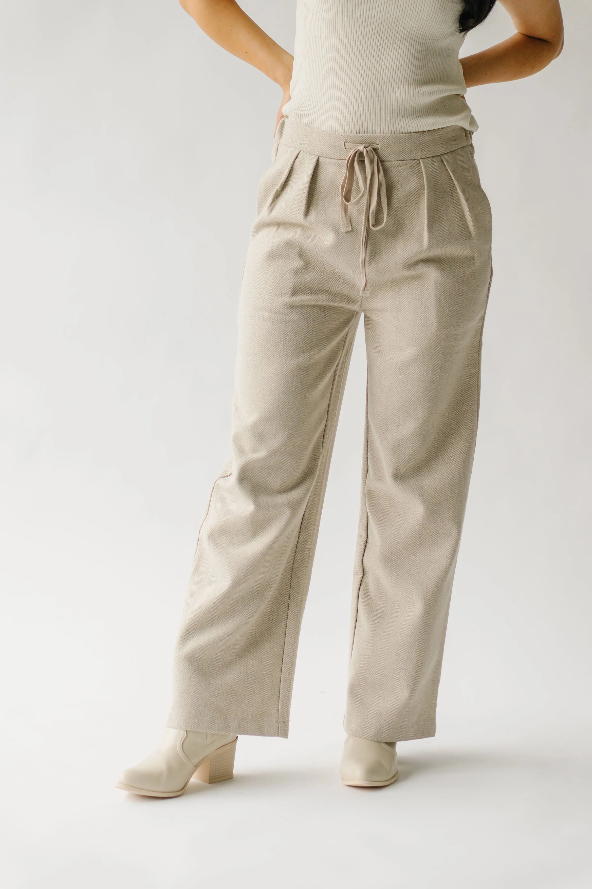 The Danielsen Pleated Pants in Heather Beige