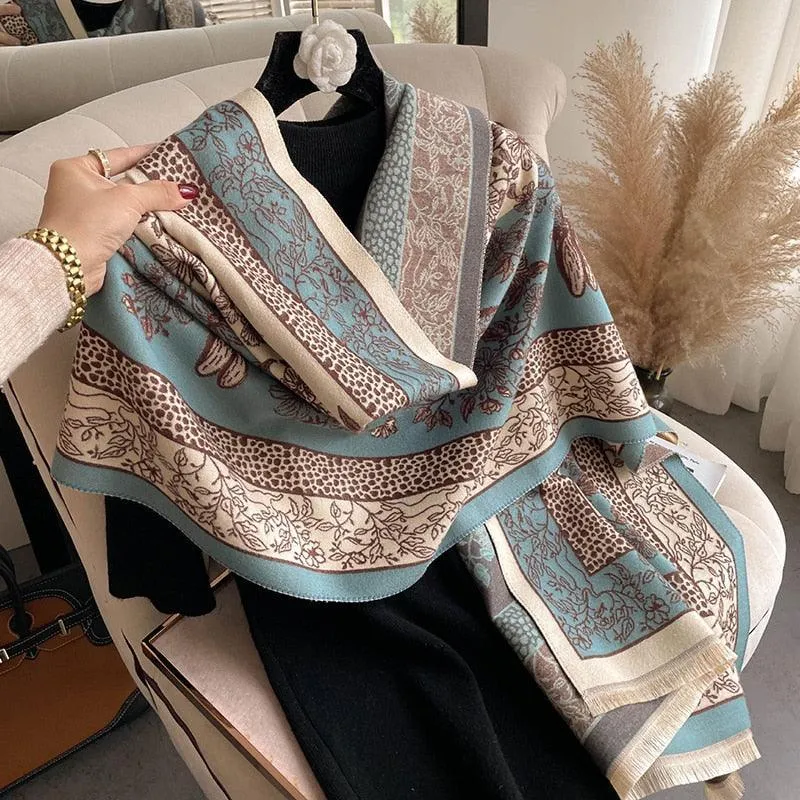 Wild Floral Double-Sided Cashmere Women Scarf