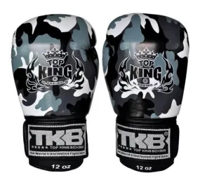 泰拳拳套 Thai Boxing Gloves : Top King Camouflage TKBGEM-03 Grey